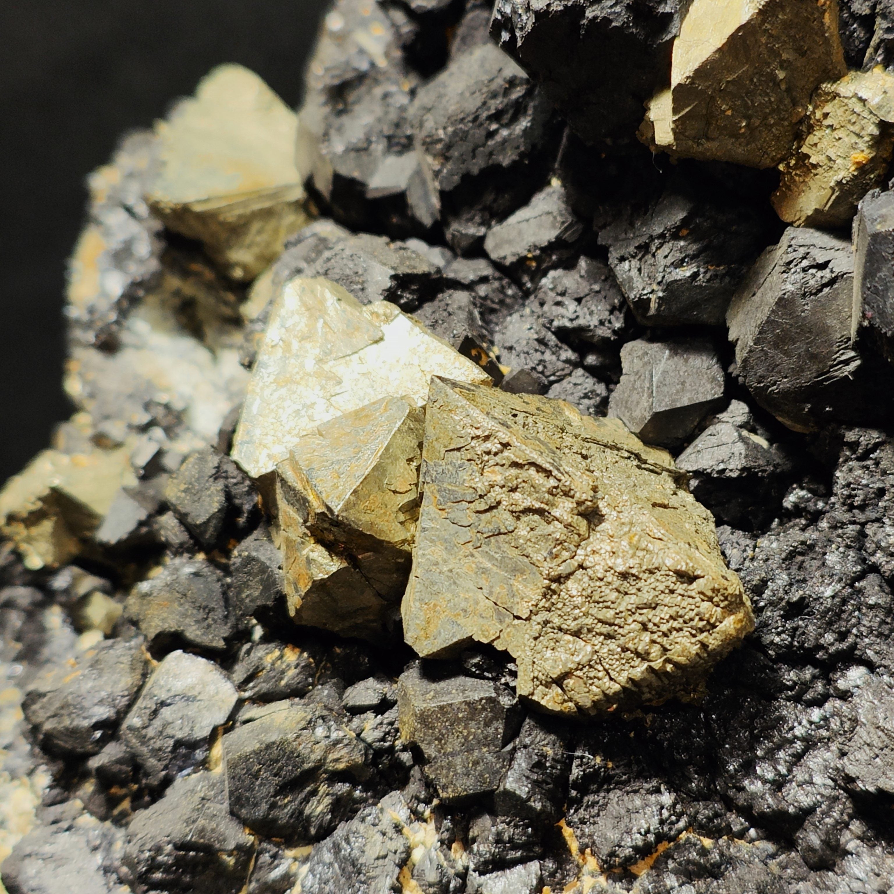 PYRITE & MAGNETITE – Antique 1800s Specimen, Big Crystals, Brosso Mine, Italy