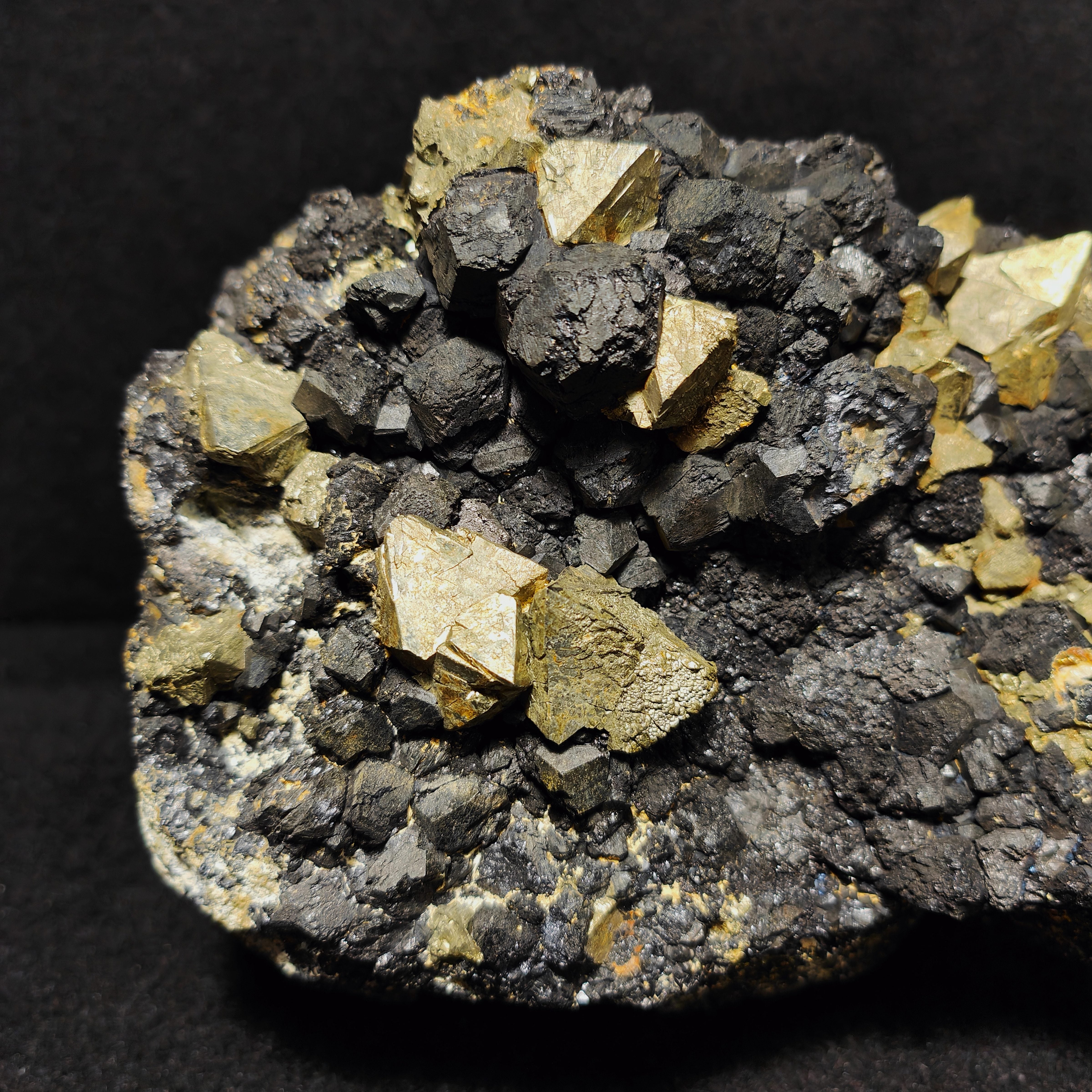 PYRITE & MAGNETITE – Antique 1800s Specimen, Big Crystals, Brosso Mine, Italy