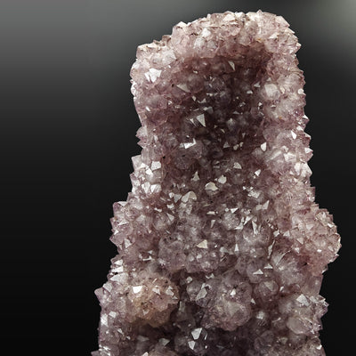 Close-up of Amethyst crystal cluster apex with dense crystal growth