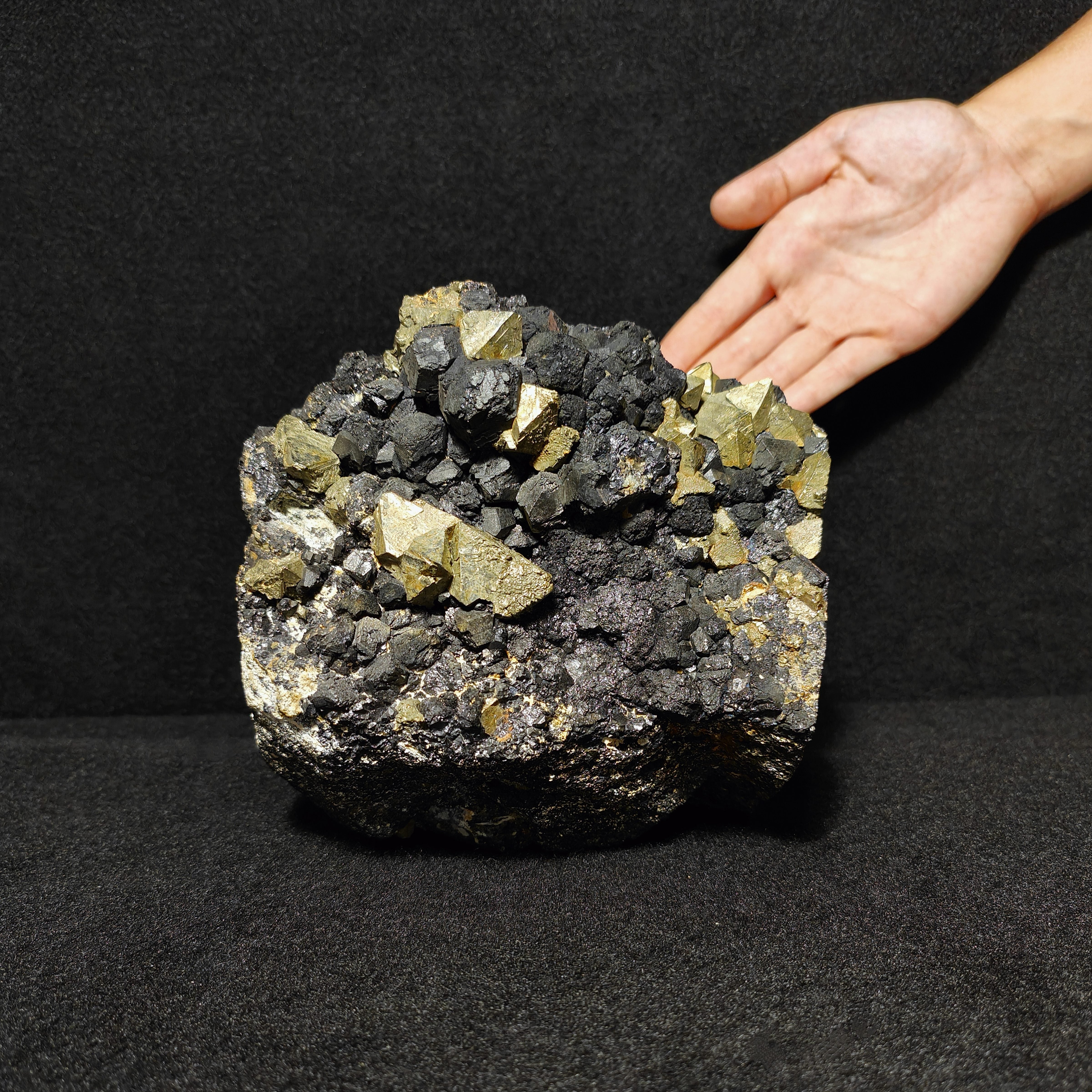 PYRITE & MAGNETITE – Antique 1800s Specimen, Big Crystals, Brosso Mine, Italy