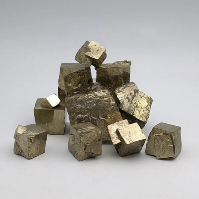 Cluster of multiple natural pyrite cubes from Ambas Aguas, La Rioja, Spain - view 21