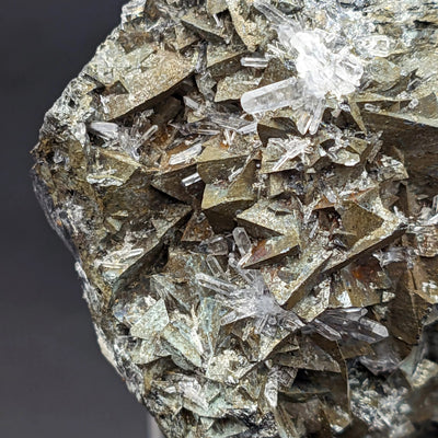 Tetrahedrite crystal cluster with scattered quartz crystals, Casapalca, Peru