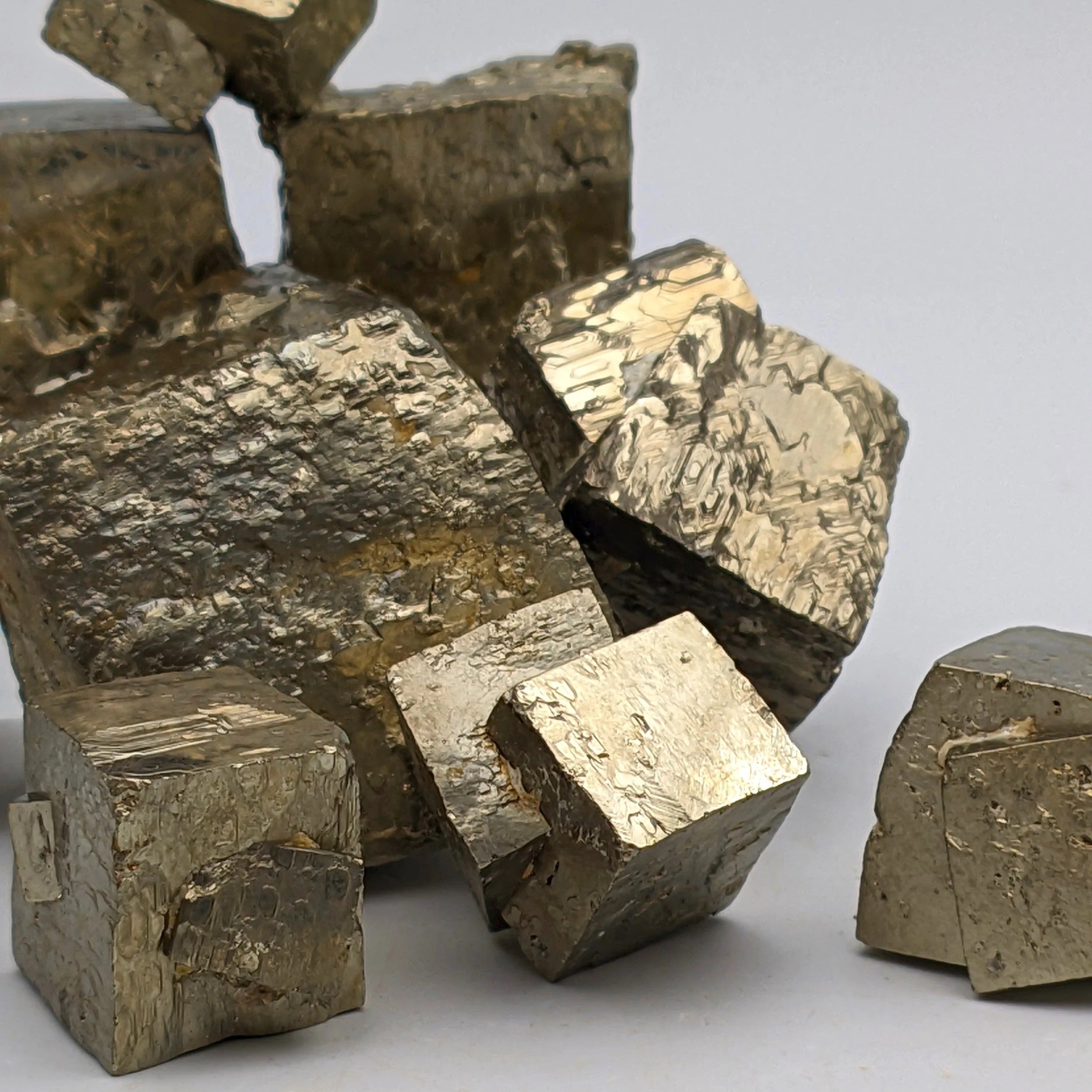 PYRITE CUBES – Natural Golden & Twined Cubic Pyrite from Spain