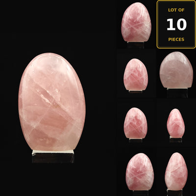 Oval polished Rose Quartz specimen with pale pink banding