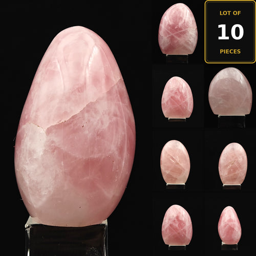 ROSE QUARTZ – Lot of 10 Polished Tumbled Stones, Minas Gerais, Brazil